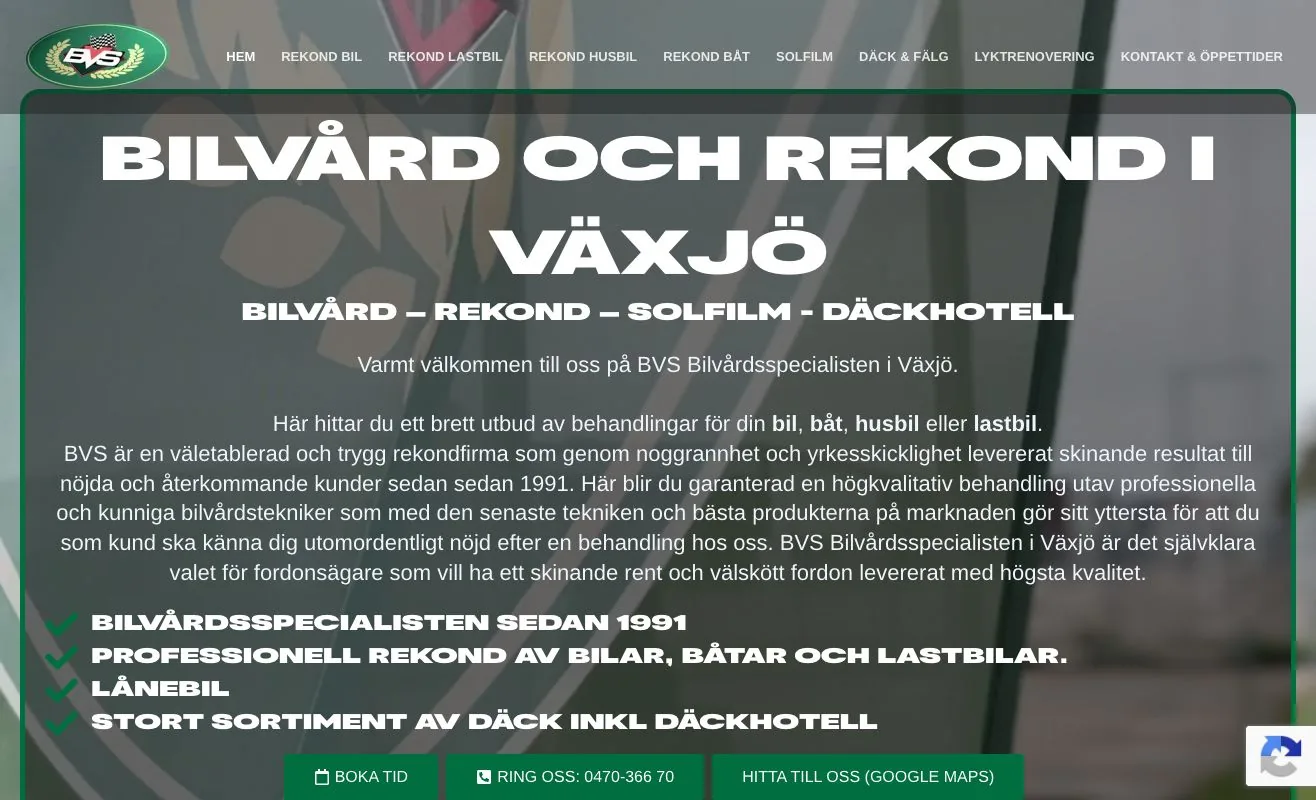 BVS Växjö – hemsida skapad av Brandstedt Marketing