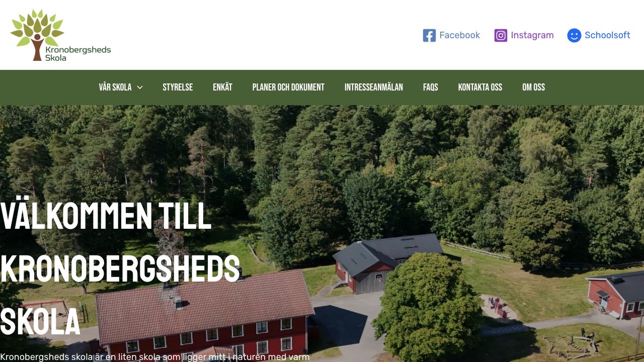 Kronobergsheds skolas hemsida, skapad av Brandstedt Marketing
