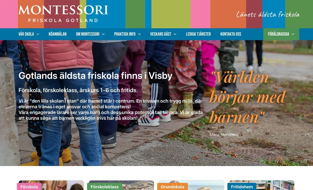 Montessori Friskola Gotland – hemsida skapad av Brandstedt Marketing