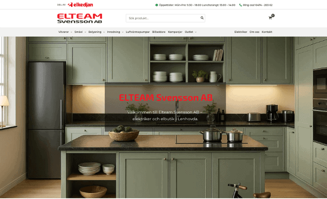 ELTEAM Svenssons hemsida och WooCommerce-butik